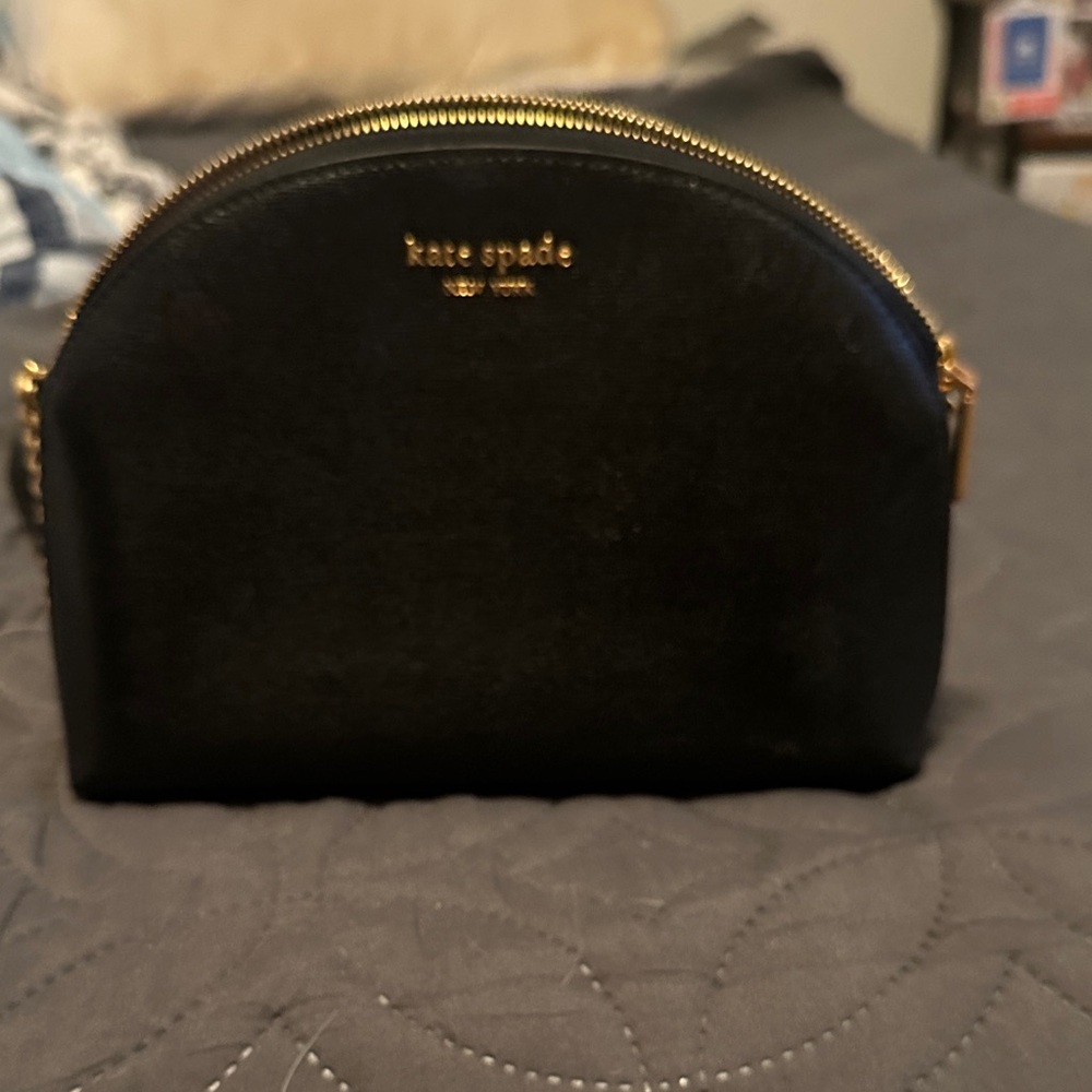 Kate Spade Black Cosmetic Bag with Gold Accents